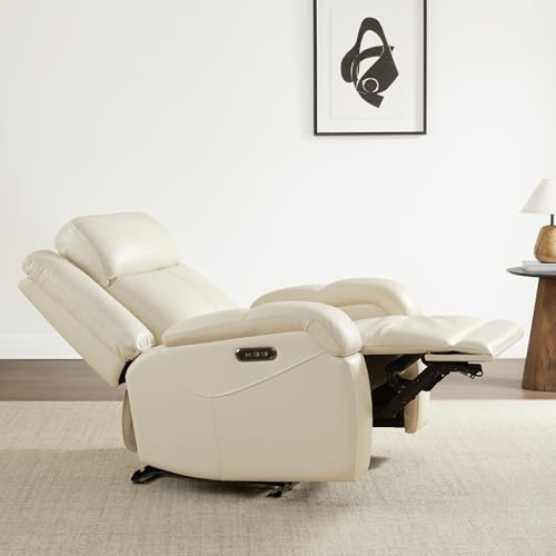 Watson & Whitely Genuine Leather Power Recliner Chairs for Adults, Wall Hugger RV Recliner with Power Headrest & Charging Ports