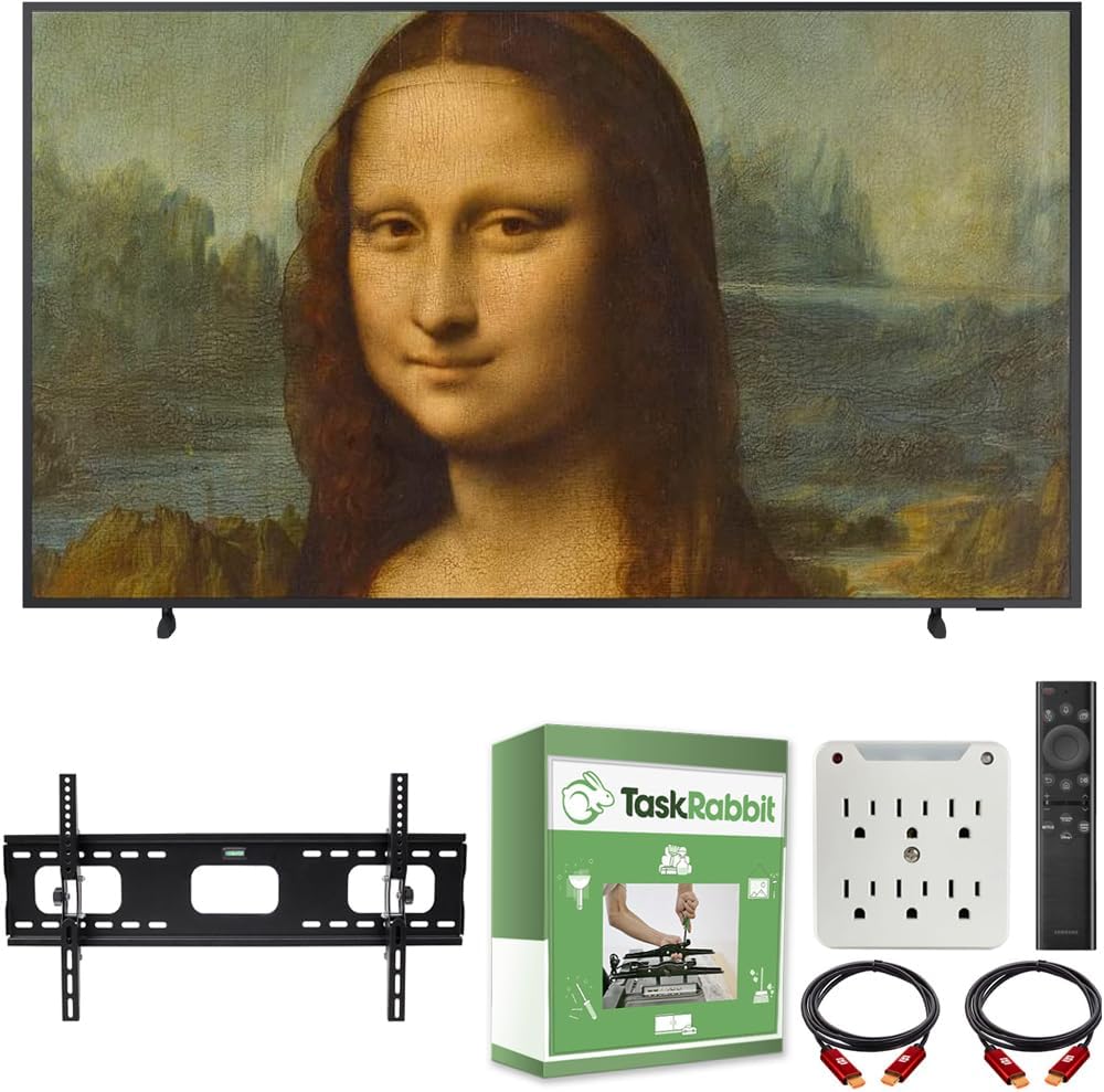 Samsung QN75LS03BA 75 inch The Frame QLED 4K UHD Quantum HDR Smart TV (2022) Bundle with TaskRabbit Installation Services + Deco Gear Wall Mount +