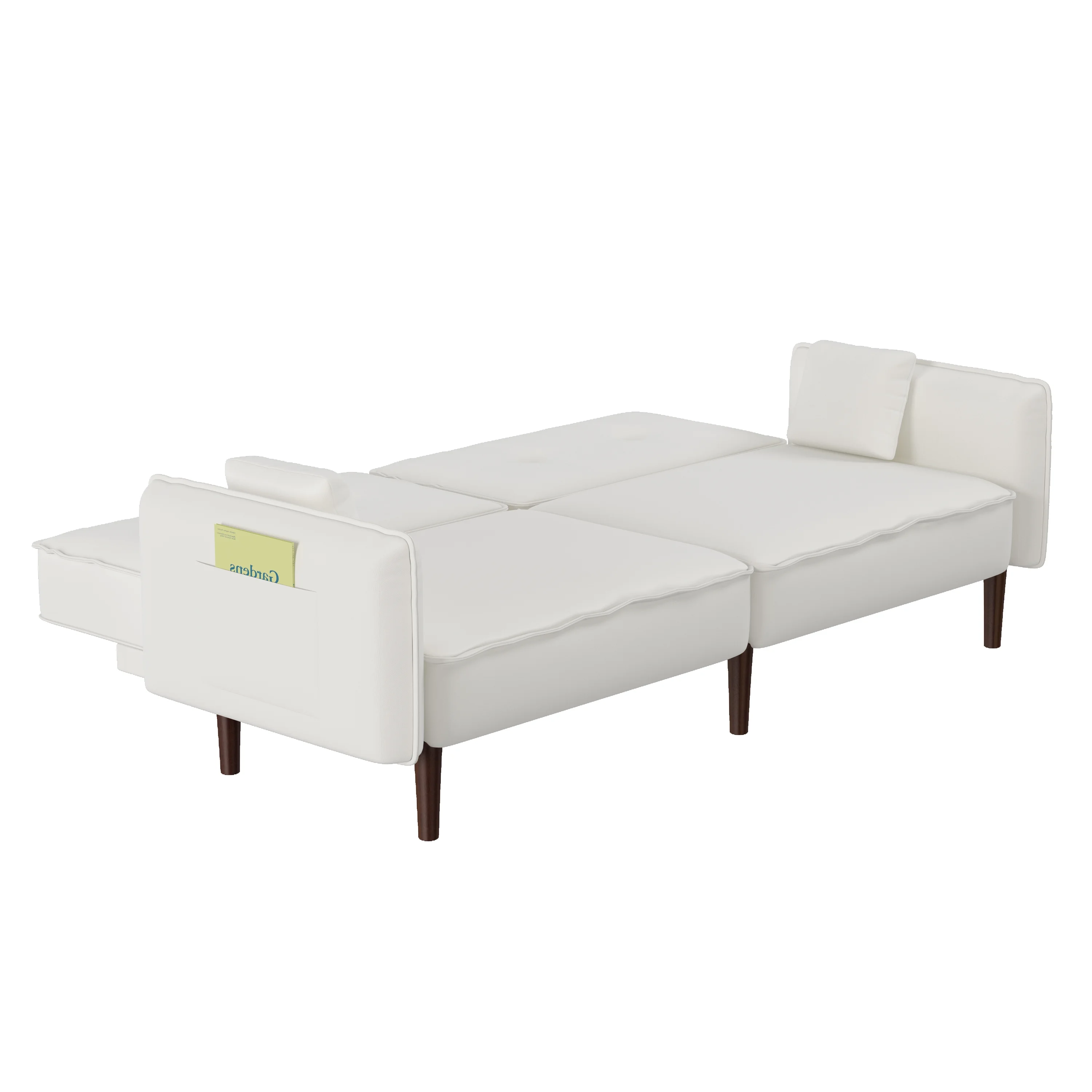 Modern 3 Seater Convertible Sofa Bed, Upholstered Folding Couch Recliner with Pillows Solid Wood Legs for Living Room Bedroom Office