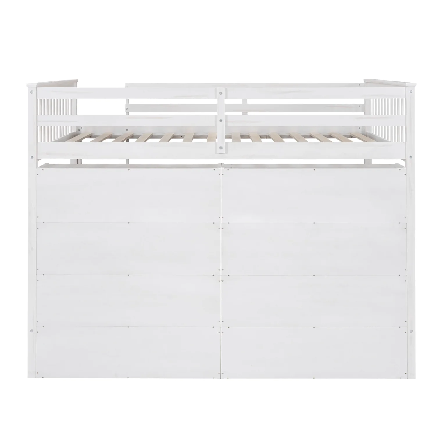 Churanty Wood Full Size Loft Bed with 8 Open Storage Shelves, Full Loft Bed Frame with Built-in Bookcase for Dorm Kids Teens, White