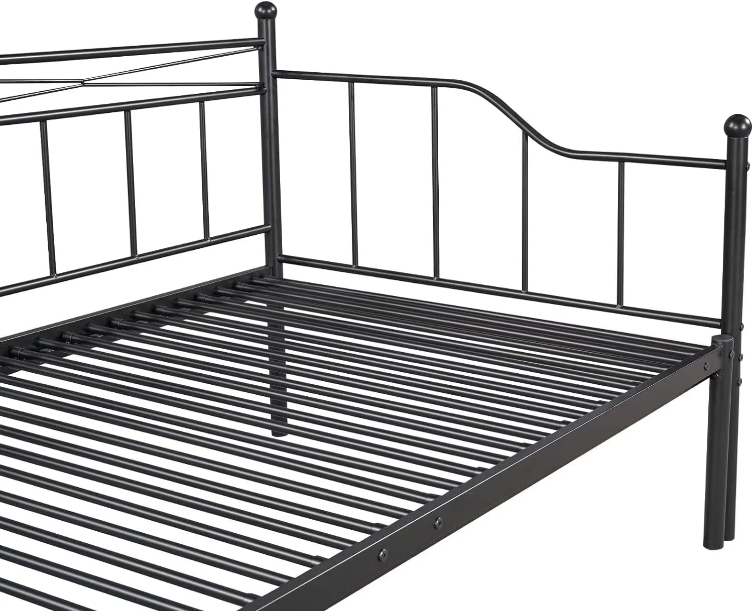 Metal Daybed with Trundle, Twin Size Daybed Frame with Heavy Duty Slats, Modern Space Saving Sofa Bed for Bedroom Living Room