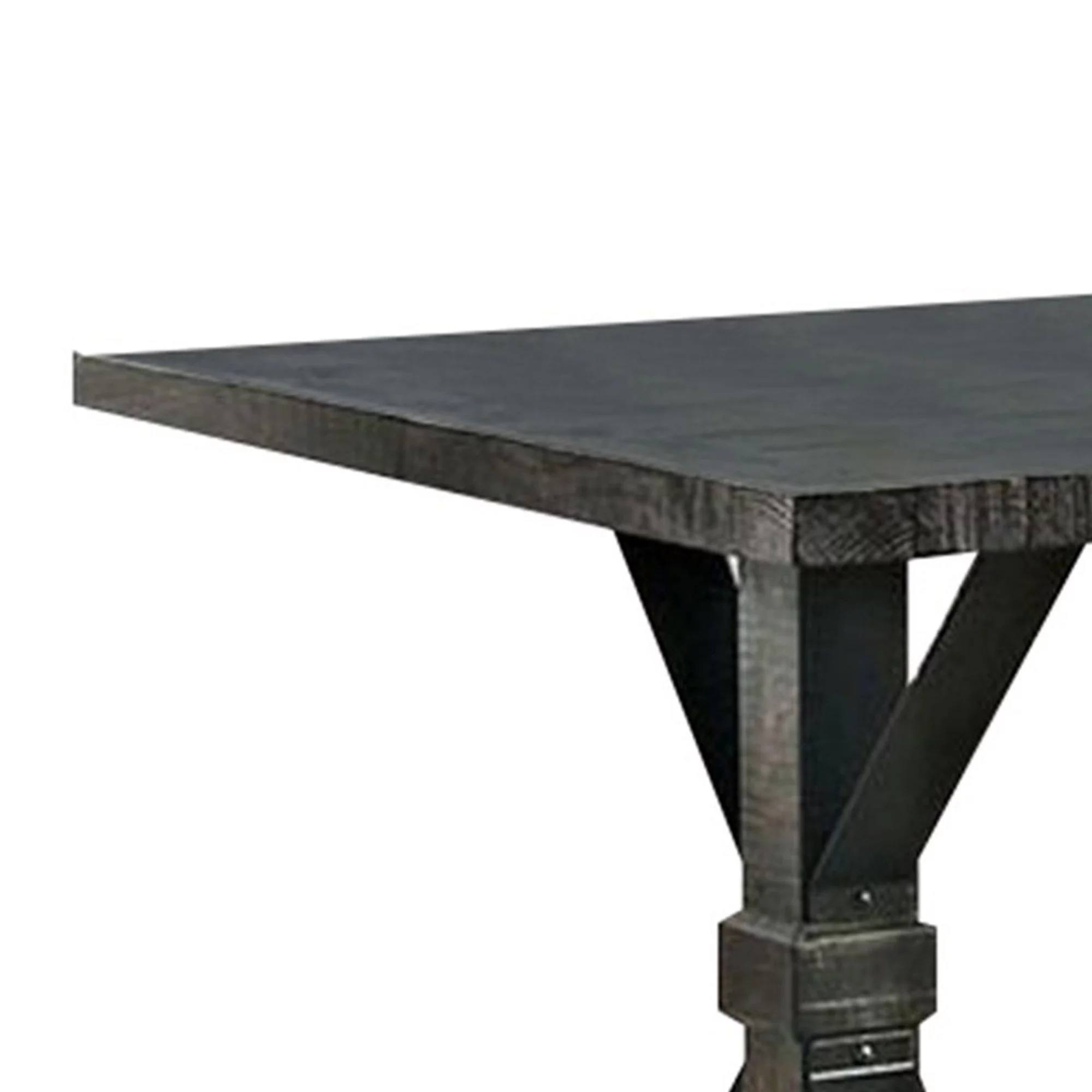 Dining Table With Trestle Base , Antique Black