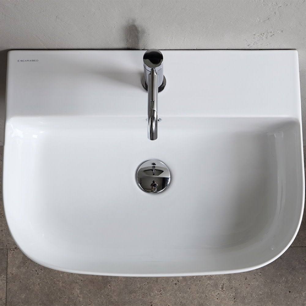 Scarabeo Glam 1811-Three Hole Bathroom Sink - White