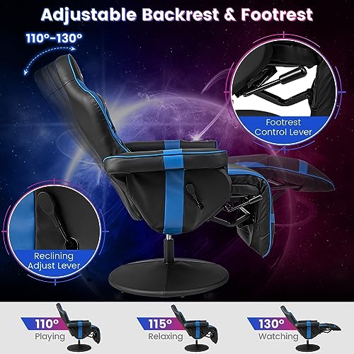 Goplus Massage Gaming Chair, Racing Style Gaming Recliner w/Adjustable Backrest and Footrest