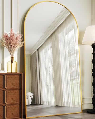 Full Length Mirror, 76"x34" Arched Floor Mirror Freestanding, Floor Standing Full Body Mirror with Stand for Bedroom