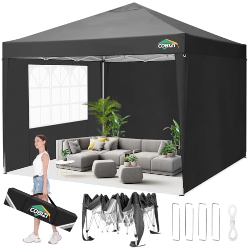 COBIZI 10x10 Pop up Canopy Tent Protable Canopy Tent with 4 Sidewalls Waterproof Commercial Instant Shelter for Parties, Wedding