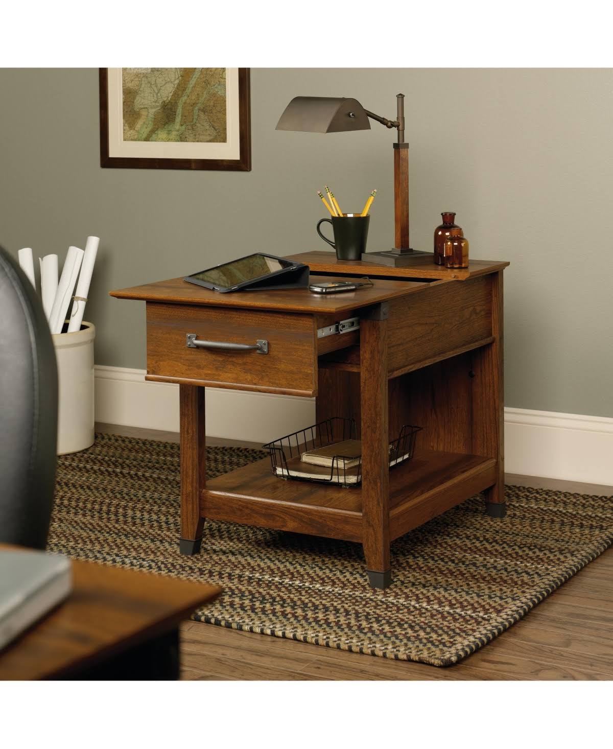 Sauder Carson Forge Smartcenter Side Table, Washington Cherry