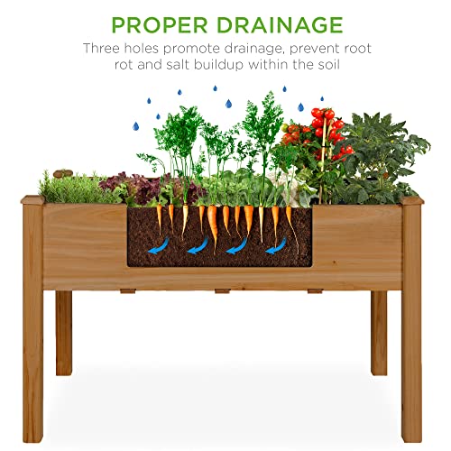 Best Choice Products 72x23x30in Raised Garden Bed, Elevated Wood Planter Box Stand for Backyard, Patio, Balcony w/Divider Panel, 6 Legs