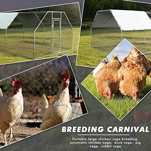 BOSSIN Metal Chicken Coop with Waterproof Cover, Poultry Cage Spire Shaped Coop, Walk-in and Heavy Duty Design