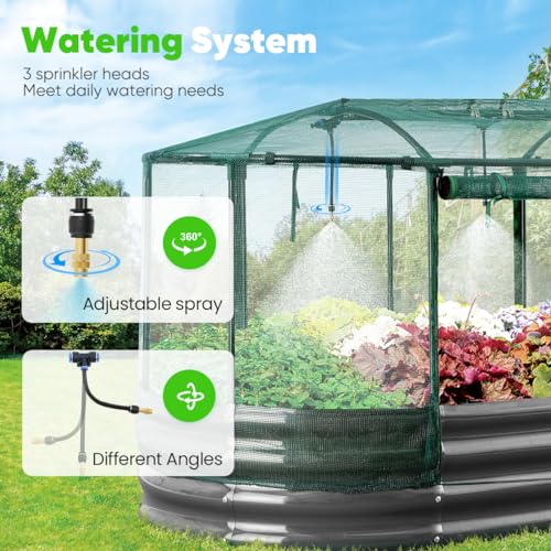 Quictent Galvanized Raised Garden Bed Kit with Self Watering System and Mesh Cover