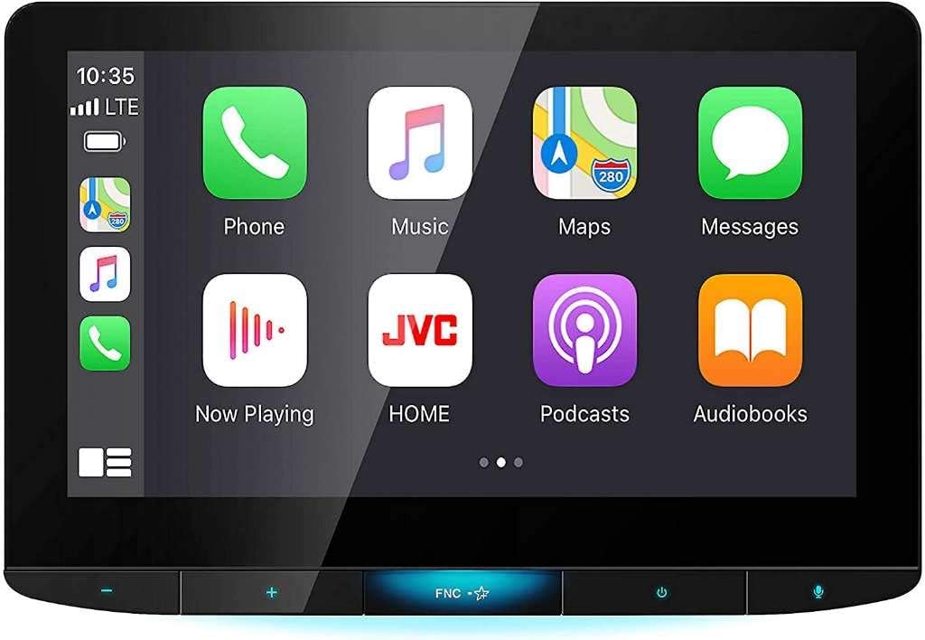 JVC KW-Z1000W Extra Large 10.1" Receiver Safe Driver's Bundle with Voxx HD Backup Camera. Double-DIN Stereo with Floating HD Display, Apple CarPlay