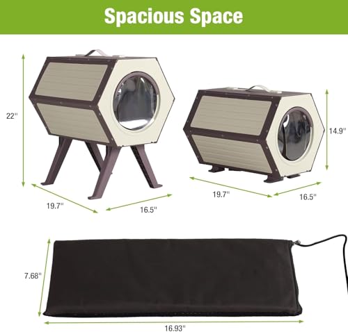 Outdoor Cat House, Weatherproof Kitten Shelter with Escape Door,Feral Cat Condos with Insulated Heated Pad for Winter,Easy Assembly (4 Sets)
