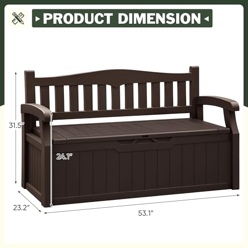 Flamaker 80 Gallon Storage Bench Outdoor Indoor, Durable All-Weather Seating with Hidden Storage, Lockable Deck Box for Garden, Patio