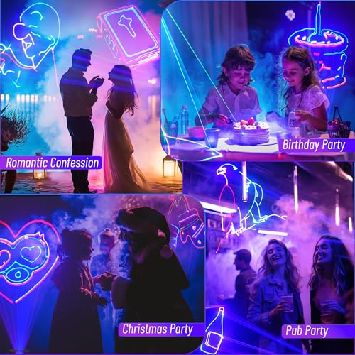 DJ Laser Light with App Control, 3D Animation Laser Projector for Party, Supports Custom Drawings, Text Playback, Personalized Programming