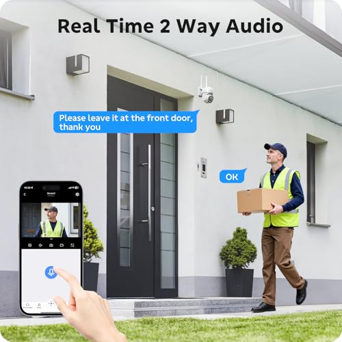 CAMCAMP Wireless Security Camera System, Expandable 16CH 4K NVR, 8PC PTZ WiFi Cameras for Home Security with Auto Human Tracking, 2 Way Audio