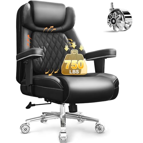 750lbs Big and Tall Office Chair,Heavy Duty Office Chairs,Executive Computer Desk Chair Work Chairs, Thick Padded Strong Metal Base Quiet Wheels