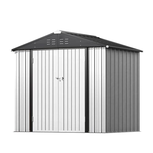 Greesum 5×3 FT Outdoor Storage Shed, Metal Storaged Sheds Without Floor, Tool Sheds with Lockable Doors and Sloping Roof for Garden, Patio, Backyard