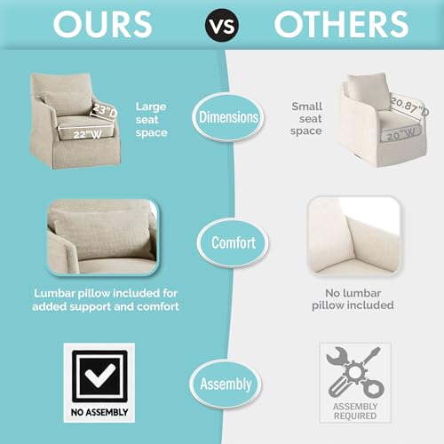 Martha Stewart London Swivel Chair - Solid Wood & Plywood, Skirted Metal Base Accent Armchair