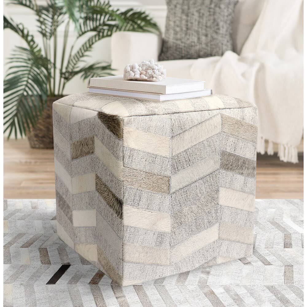 Pasargad Home Galaxy Cowhide Pouf Ottoman