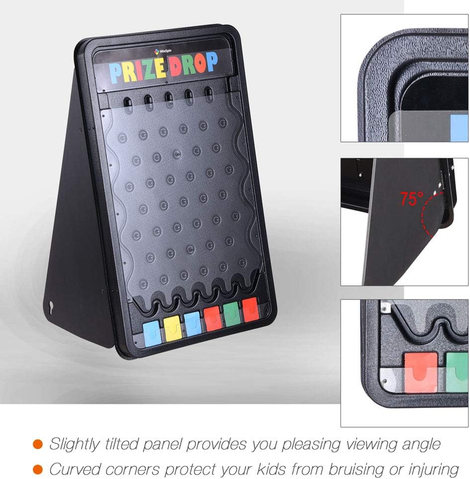 WinSpin 30 Prize Drop Plinko Board Disk Drop Game Customizable 6 Slots with 10 Pucks for Carnival Tradeshow Party