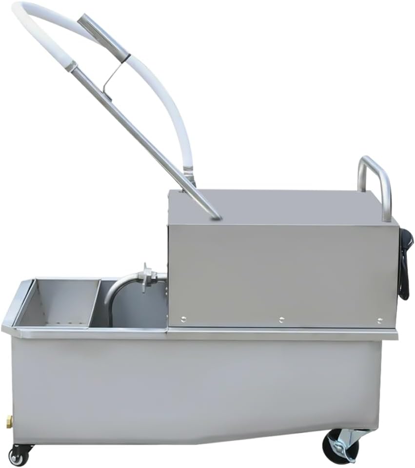 55 L /14.5 Gal Commercial Mobile Fryer Filter Machine/Oil Filter Truck, 550W Fryer Filter Frying Oil Filtering System for Restaurant