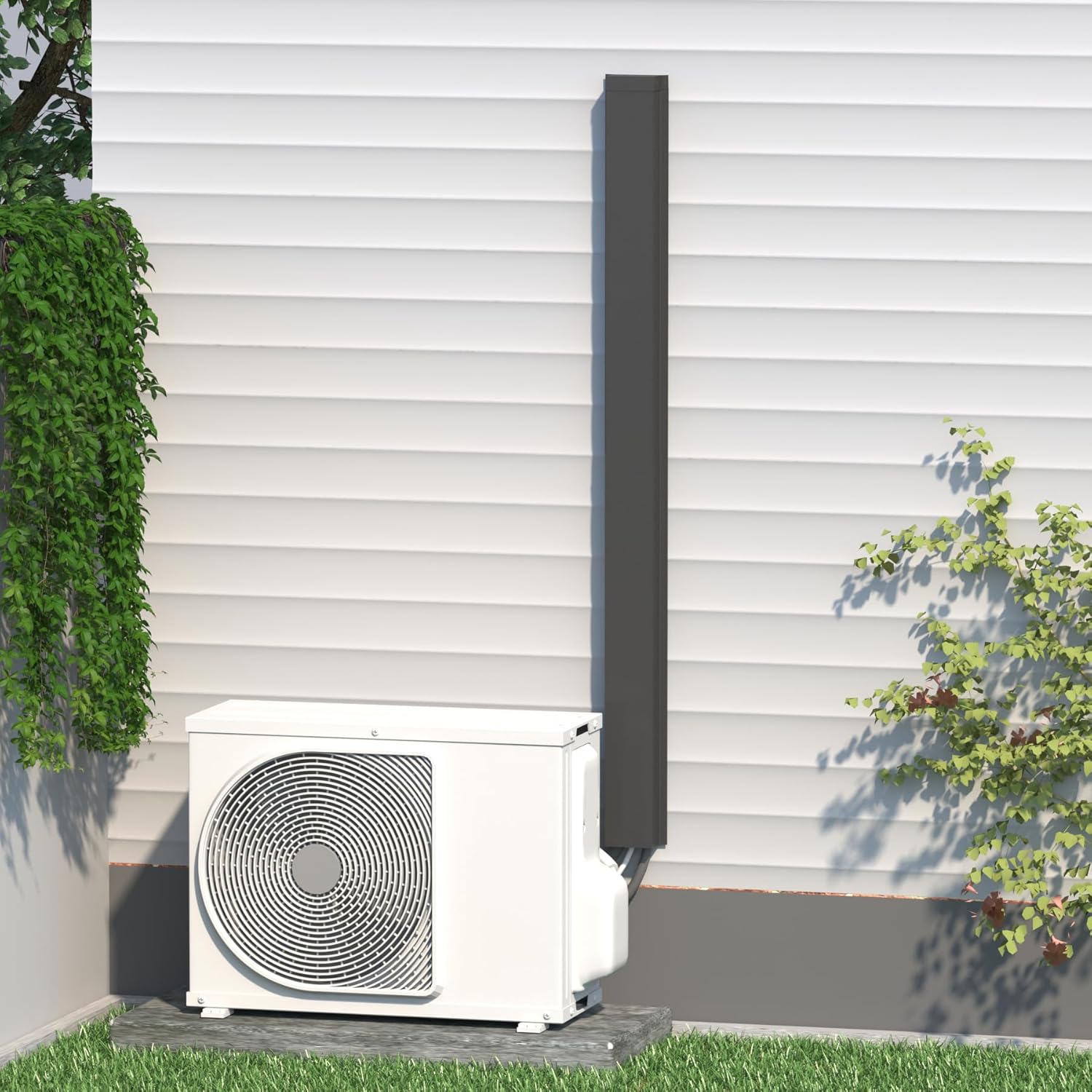 LBG Products 6" x 4" Metal Decorative Line Set Cover Kit for Ductless Mini Split,Central Air Conditioner,Heat Pump,Mini Split Accessories(Black)