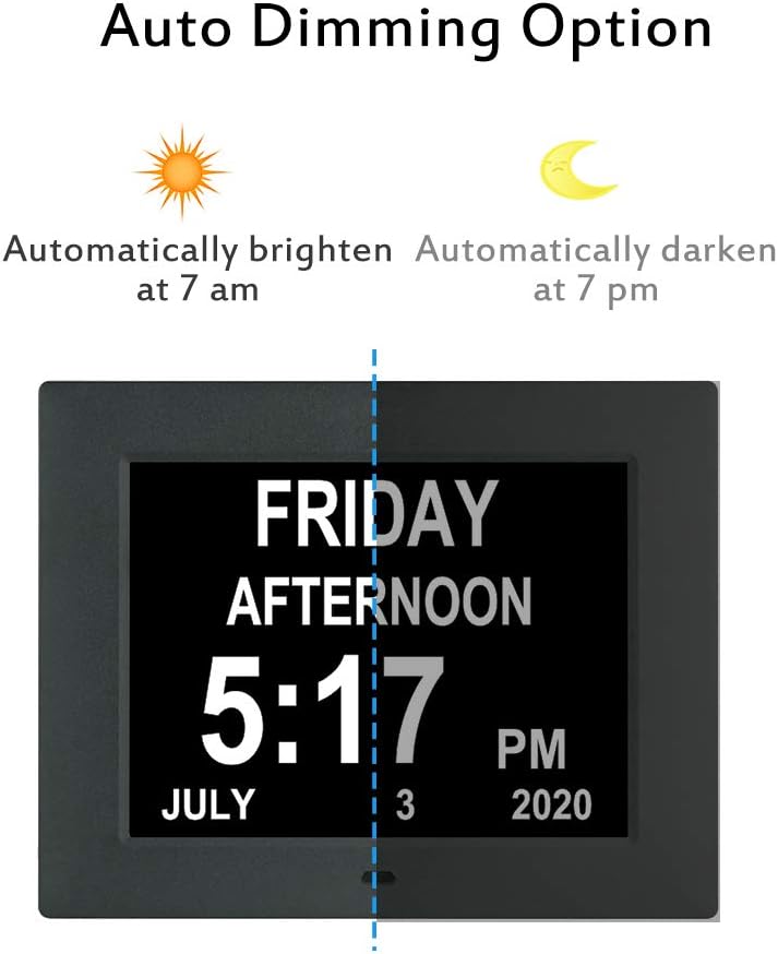 [Newest Version] Digital Calendar Day Alarm Clock with 8 Alarm Reminders,AM/PM Function