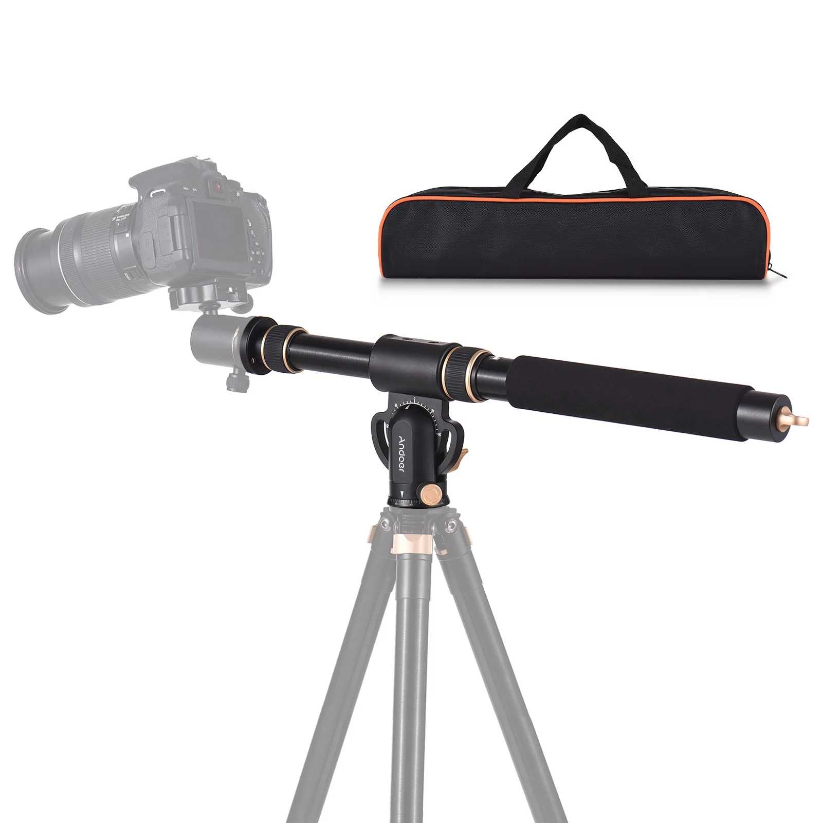 7299 Universal Tripod Extension Arm Aluminum Alloy Detachable Extender Horizontal Centre Column for Tripod 48-106cm Retractable Tripod Boom Arm with
