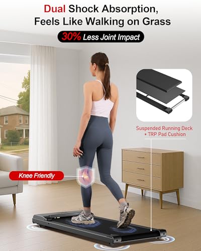 Lichico Walking Pad Under Desk Treadmill，Portable Small Treadmills for Home and Office，Super Quiet Brushless Motorized Walking Jogging Running