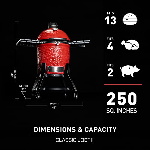 Kamado Joe Classic Joe Series II 18-inch Ceramic Charcoal Grill and Smoker with Cart, Side Shelves