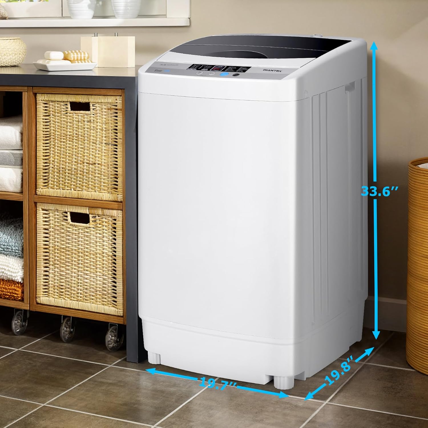RELAX4LIFE Full-Automatic Washing Machine, 12LBS Capacity Compact Laundry Washer w/10 Programs, 8 Water Levels, LED Display & Drain Pump