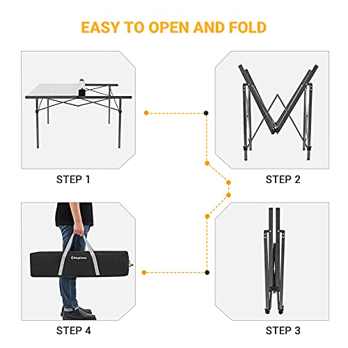 KingCamp Camping Table Folding Portable Table Aluminum Roll Up Lightweight Foldable Large Camp Table for Indoor Outdoor Picnic Backyard, 53.5"X27.5"