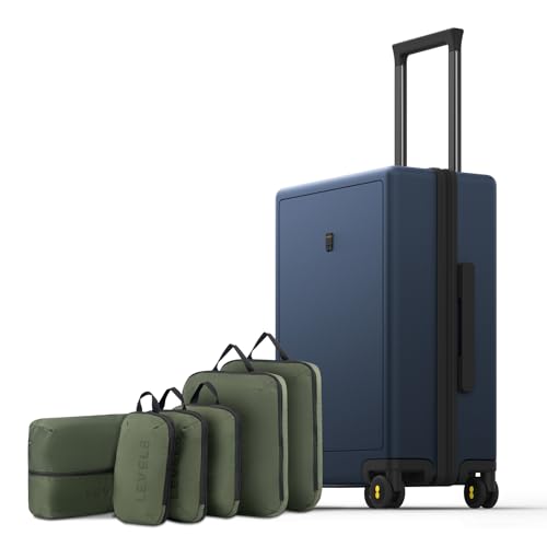 LEVEL8 Hard Shell Carry on Luggage Airline Approved, Carry-on Suitcases with Wheels, Lightweight Luminous Textured Hardside Travel Bag with Tsa Lock