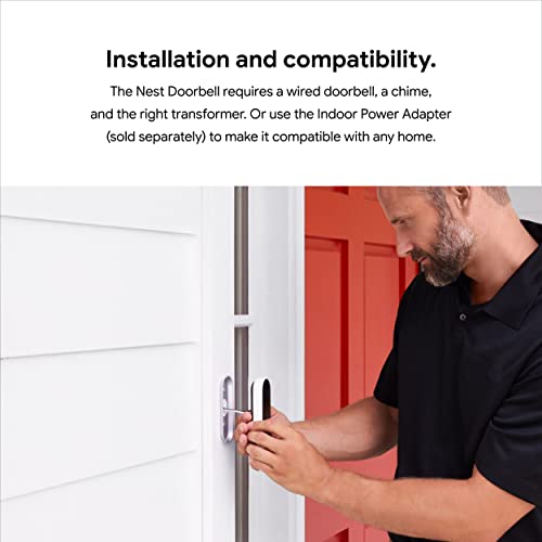 Google Nest Doorbell (Wired) - Formerly Nest Hello - Video Doorbell with 24/7 Streaming - Smart Doorbell Camera for Home with HDR Video