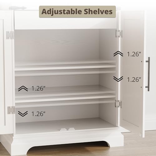 IRONCK Kitchen Pantry Cabinet 72" H, with 9 Shelves, 4 Barn Doors, Drawer, 6 Door Storage Shelves