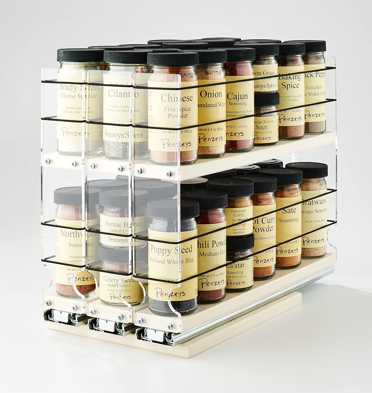 Vertical Spice - 222x2x14 DC - Spice Rack - Cabinet Mounted- 3 Drawers - 36 Capacity - New and Unique