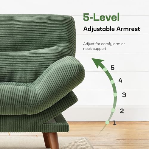 Marsail Futon Sofa Bed, Futon Couch with Adjustable Backrest & Armrests, Convertible Small Sleeper Sofa Bed for Small Apartments, Study Room, Office