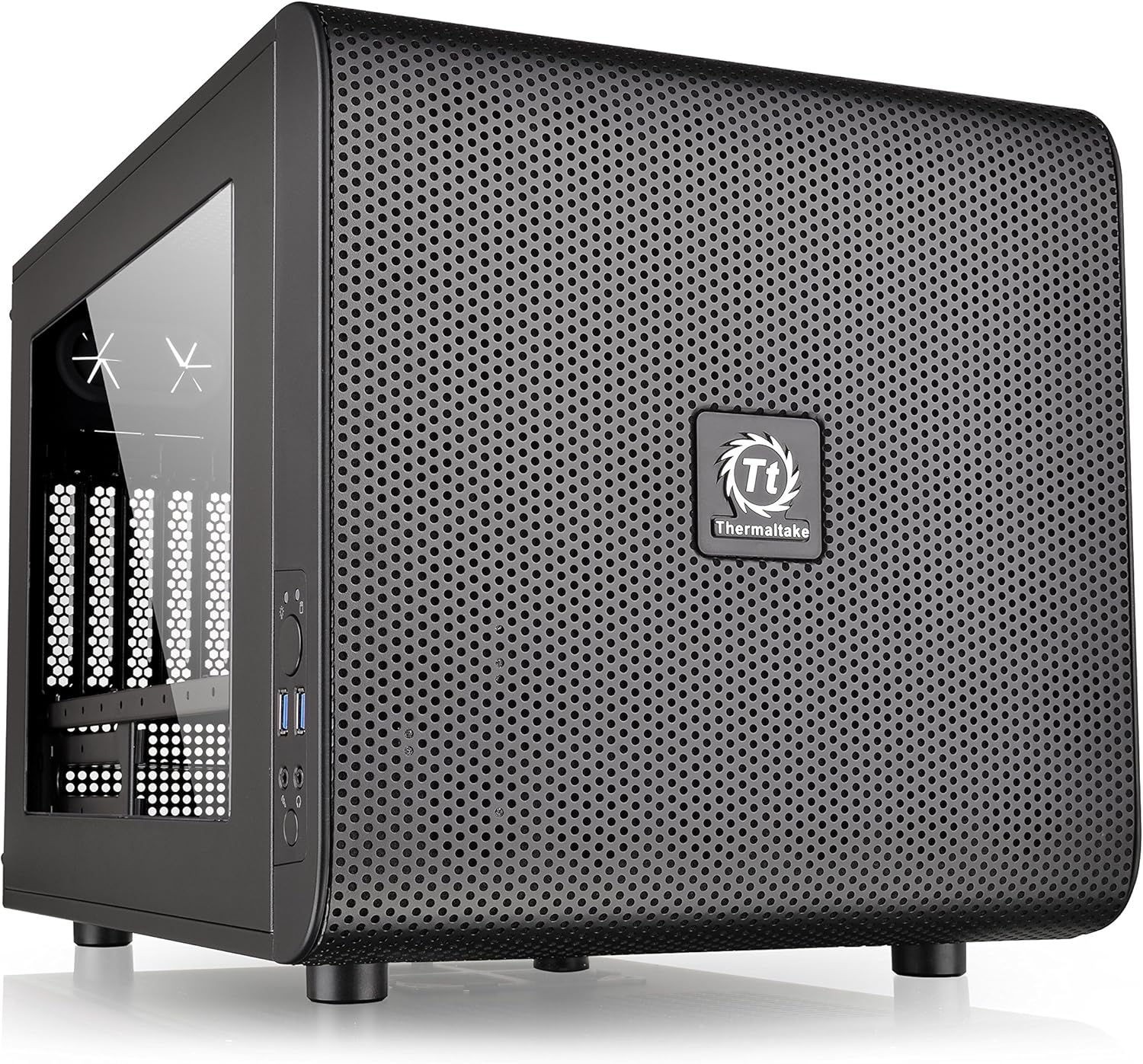 Thermaltake Core V21 SPCC Micro ATX, Mini ITX Cube Gaming Computer Case Chassis, Small Form Factor Builds, 200mm Front Fan Pre-installed