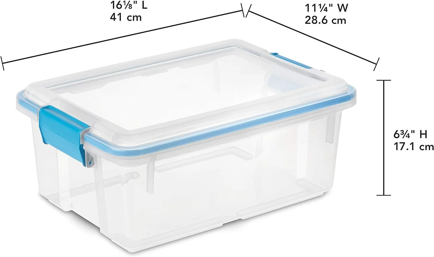 Sterilite 12 Qt Gasket Box, Stackable Storage Bin with Latching Lid and Tight Seal, Plastic Container to Organize Basement, Clear Base and Lid