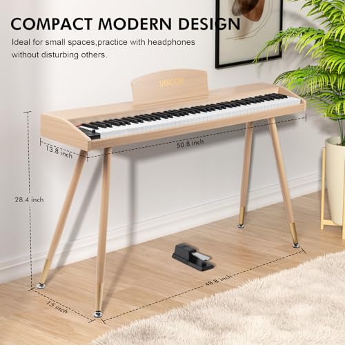 Digital Piano Keyboard for Beginners,Full Size 88 Key Semi-Weighted Keyboard Electric Piano with Stand,Power Adapter,Sheet Music Stand,Pedal