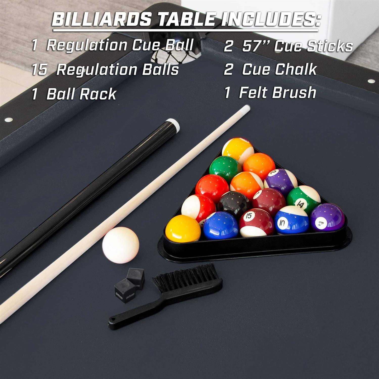GoSports Billiards Table Portable Pool Table Includes Full Set of Balls 2 Cue Sticks Chalk and Felt Brush - Sports Supplies Online Store