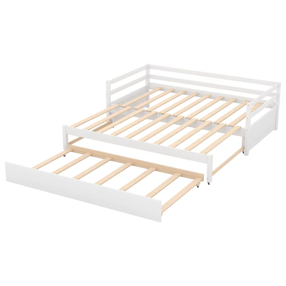 Cosymart Twin or Double Twin Daybed with Trundle,White