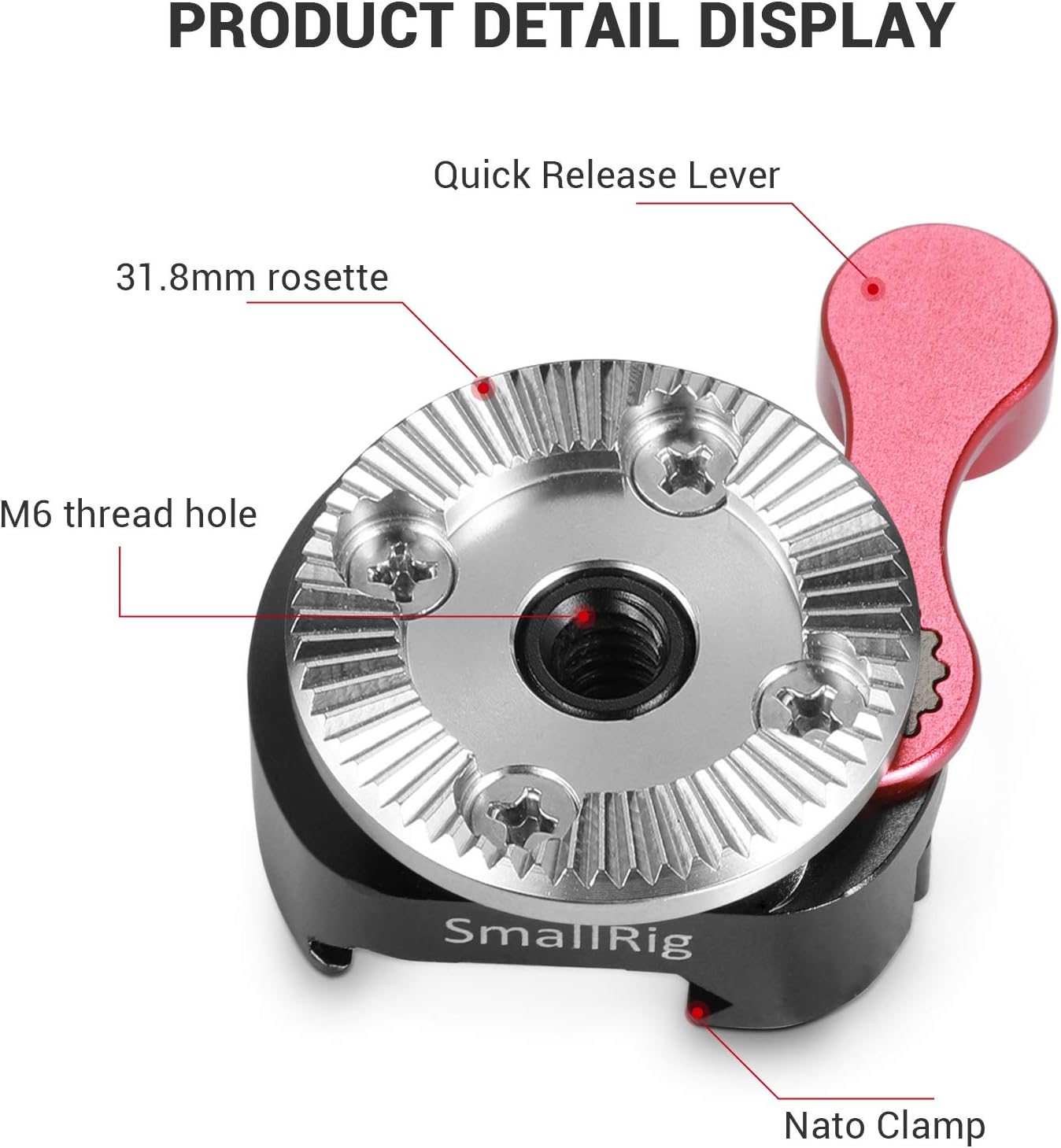 SMALLRIG Quick Release Rosette Mount Adapter to NATO Clamp for Rosette Handle Grip for Arri Standard, DIY Camera Rig - 2046