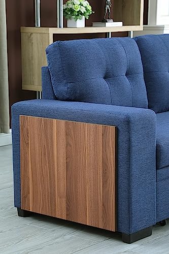 Devion Furniture Regis 4-in-1 Convertible L Shaped Couch with Pull Out Bed and Storage, Sectional Sleeper Sofa with Reversible Chaise for Living Room