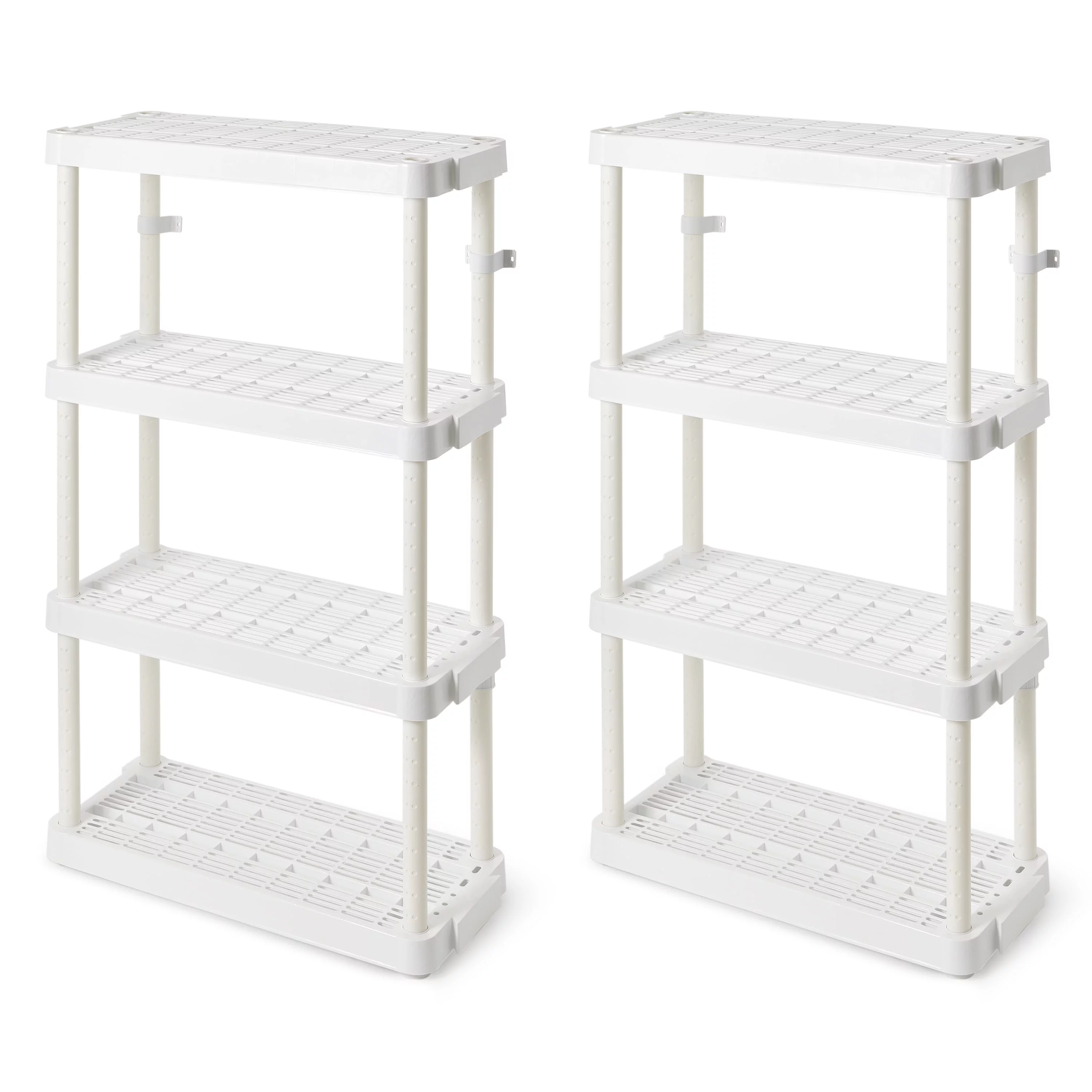 Gracious Living 4 Shelf Adjustable Height Storage Unit, White (2 Pack)