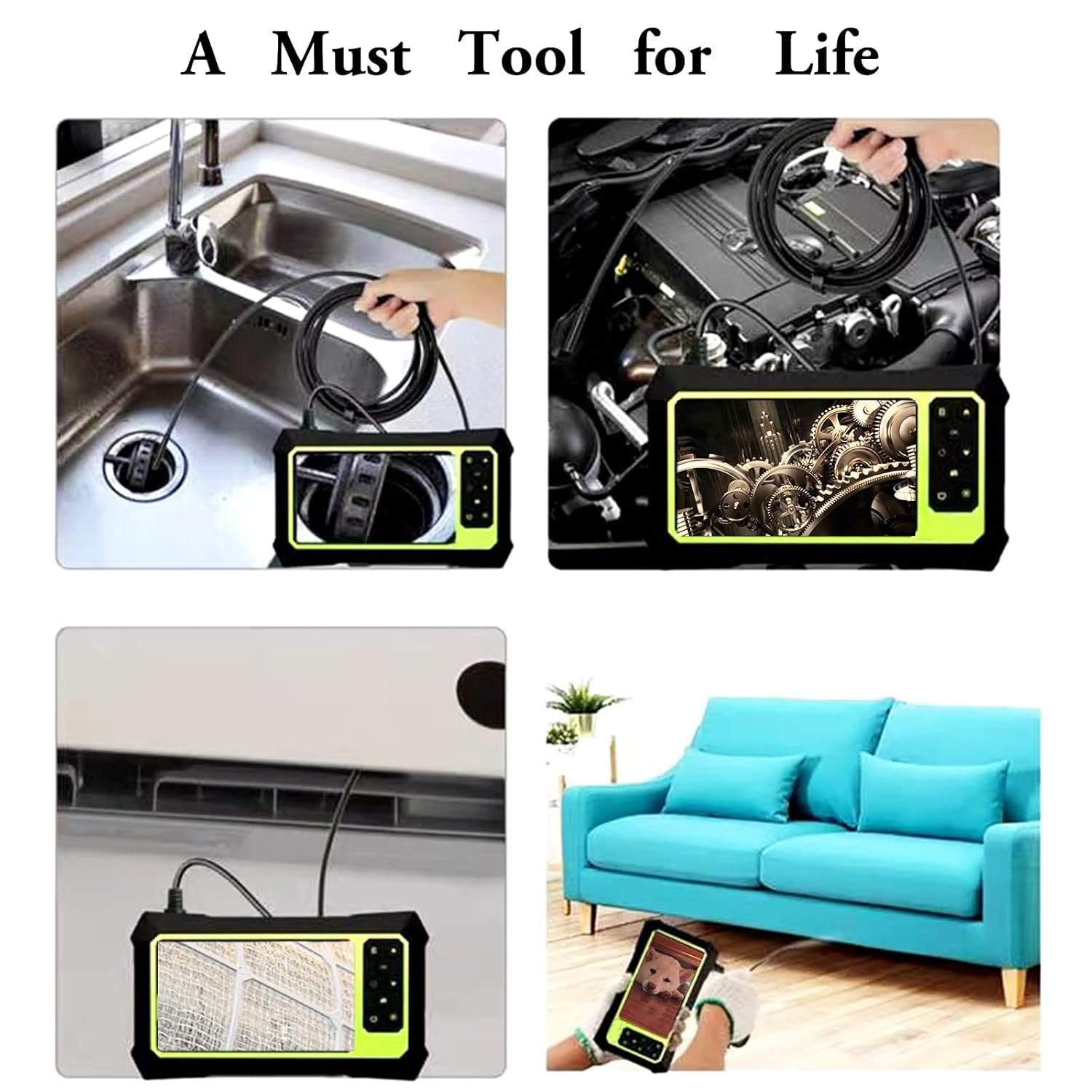 Upgraded Endoscope Camera with Lights, 1080P Pro HD Borescope Camera 4.3 Inch LCD Screen Inspection Camera, IP67 Waterproof Snake Camera