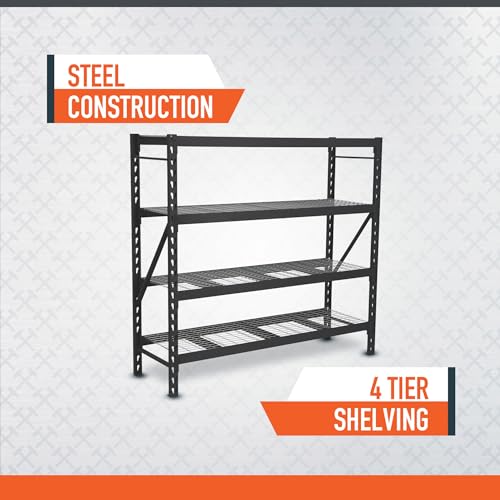 Ironton 4-Tier Industrial Steel Shelving Unit, 8,000-Pound Load Capacity, Garage Storage Rack, 77" W x 24" D x 72" H