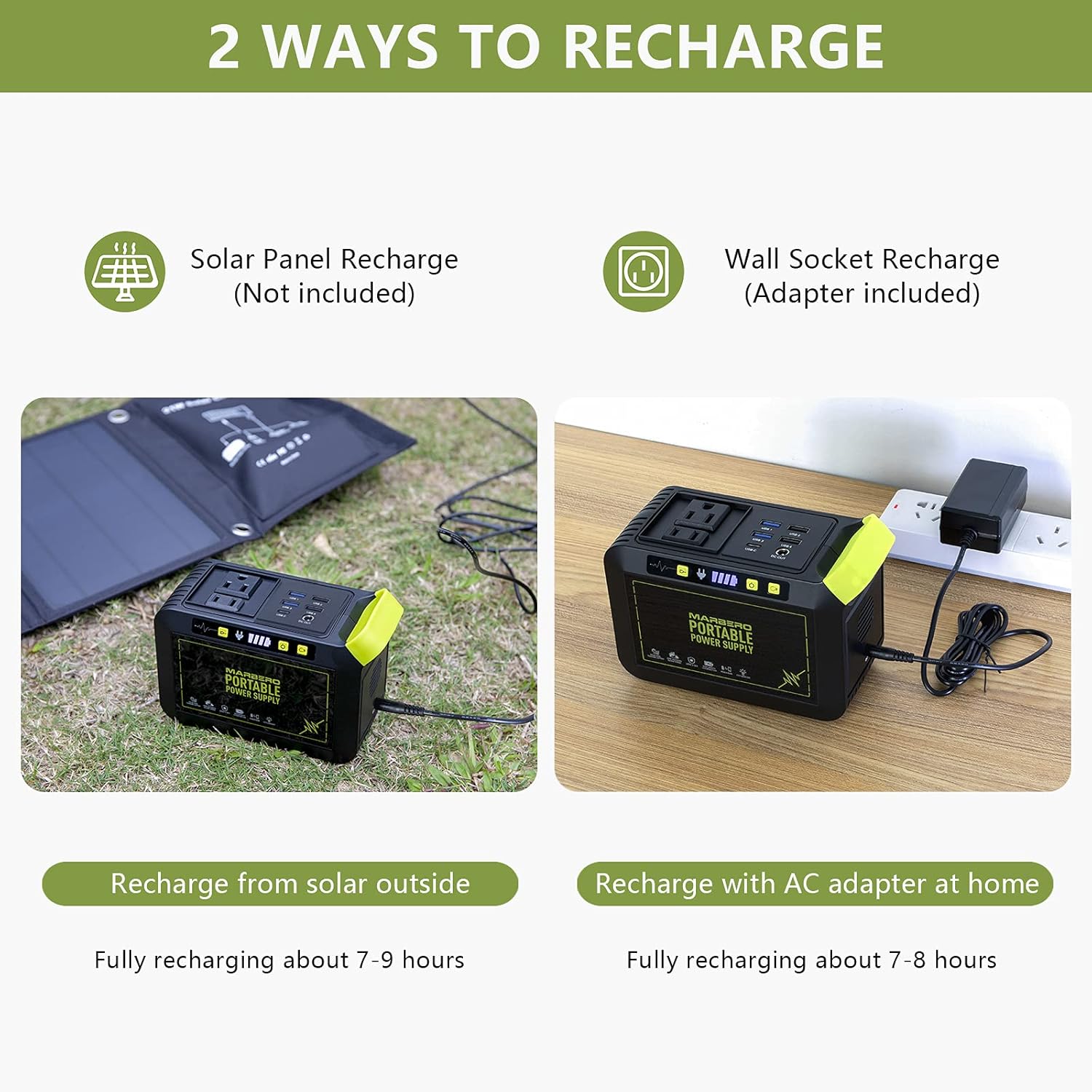 MARBERO 88Wh Portable Power Station 24000mAh Camping Generator(Solar Panel Optional) Lithium Battery Power 110V/80W AC, DC, USB QC3.0