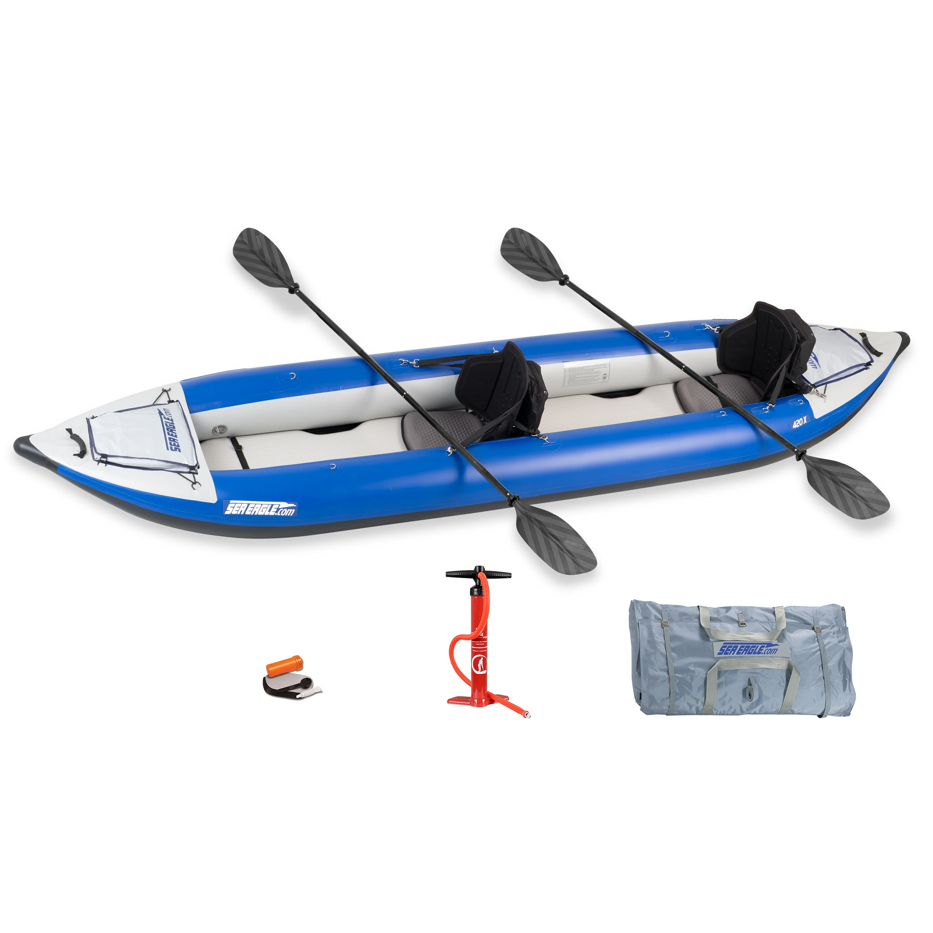 Sea Eagle 420X Explorer Inflatable Kayak- Fishing, Touring, Camping, Exploring & White Watering-Self Bailing, Removable Skeg