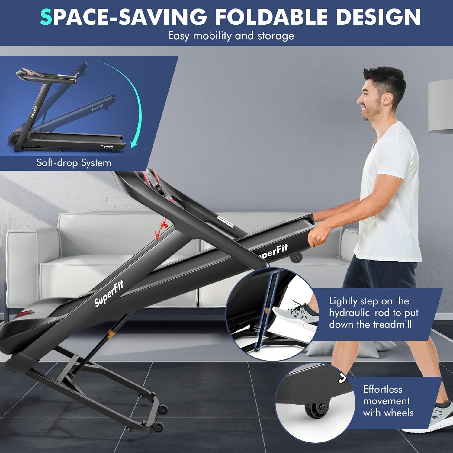 Goplus 4.75HP Folding Treadmill with 15% Auto Incline, Electric Superfit Treadmill w/Voice and APP Control, 20 Preset Programs, LED Touch Screen